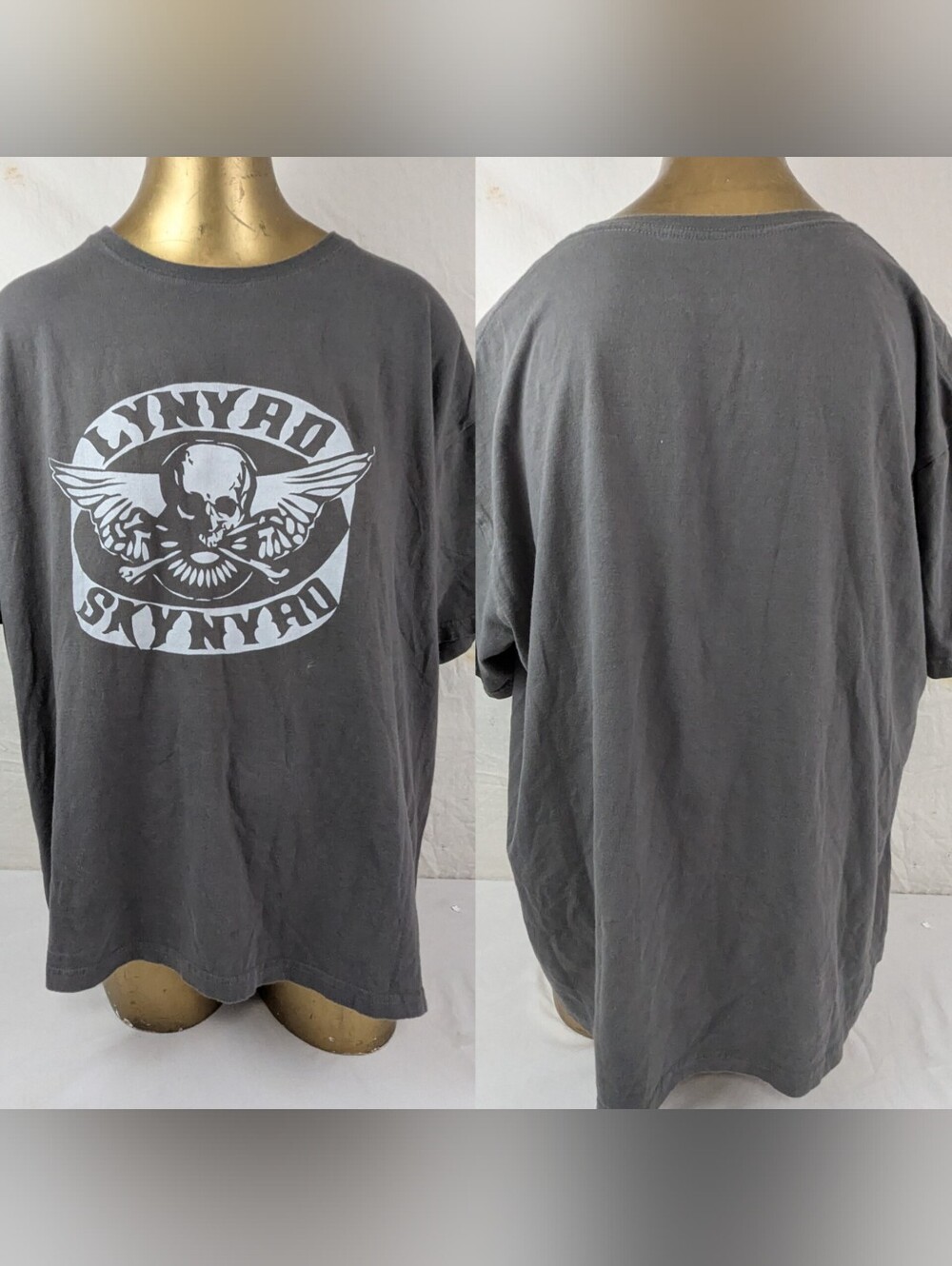 Lynyrd Skynyrd Men's Grey Crew Neck Tee Skull & Wings Band Logo XL